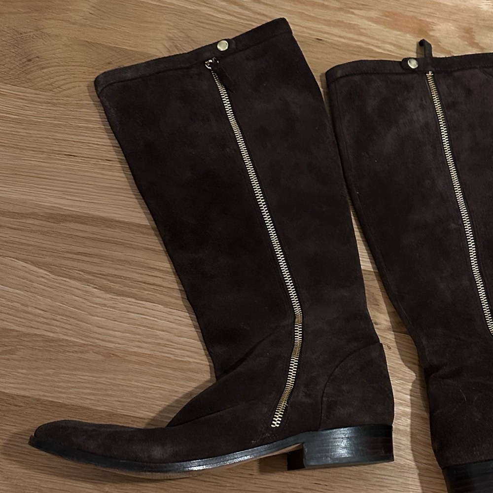 J Crew tall DARK BROWN suede boots, sz 10 - Picture 2 of 5